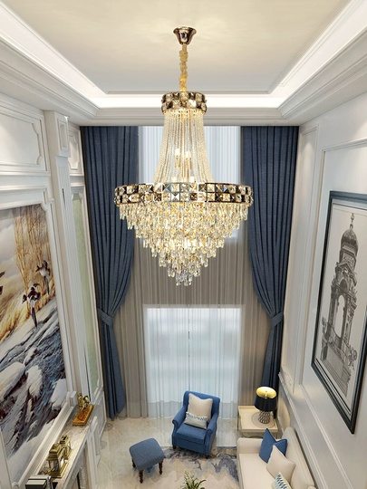 Люстра подвесная, золото, кристалл, TYLER 120*180 металл, E14.