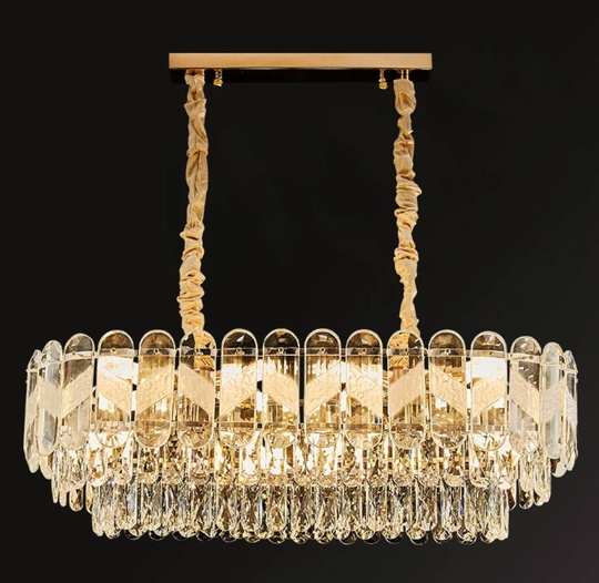 Люстра подвесная BIRCE 80*26 золото, кристалл, металл, E14.