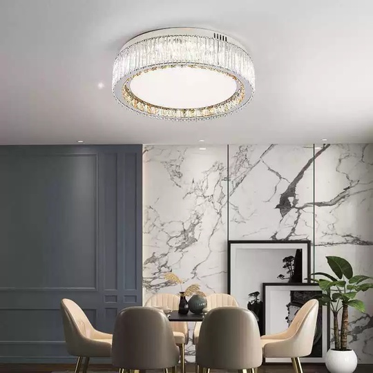 Потолочный светильник, хром, кристалл, GRACE 40*13 металл, LED.