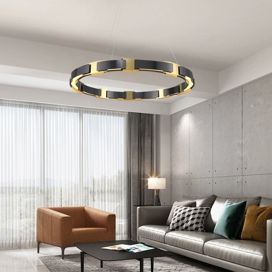 Светильник подвесной золотой, черный, Elumix, металл, 100*9 см, светодиодная, LED