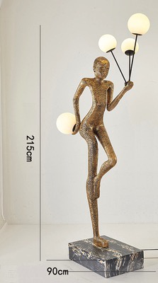 Напольный светильник золотой. Сила света - 215 см, E27, 15 Вт