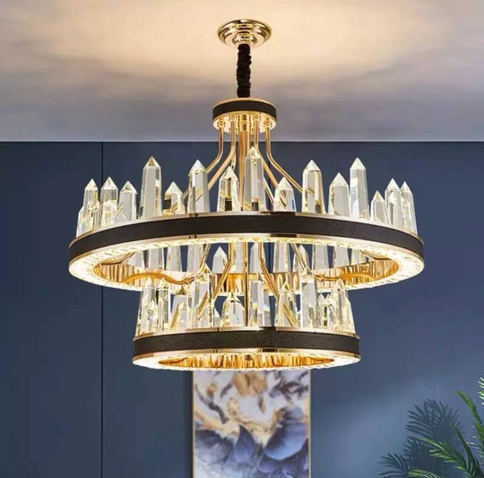 Люстра подвесная ALBENI 80*60 золото, кристалл, металл, LED.