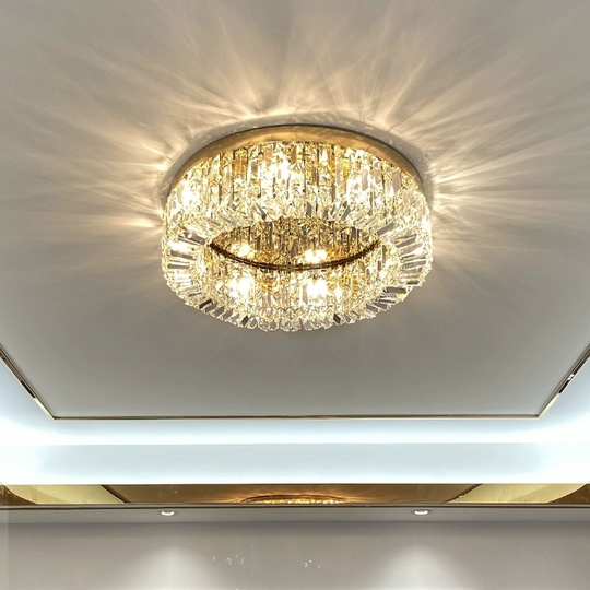 Потолочный светильник, золото, кристалл, ABIGAIL 50*15 металл, E14.