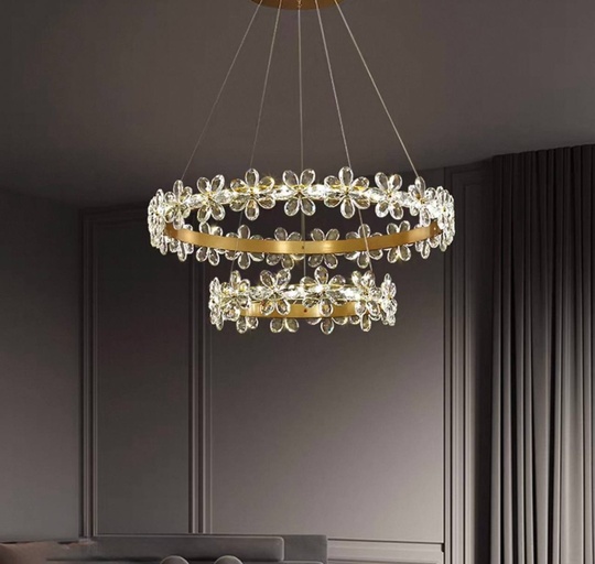 Люстра подвесная, золото, хрусталь, FERGUS 60*80, металл, LED