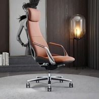 Кресло офисное для руководителя, перфорированная кожа, алюминиевый сплав