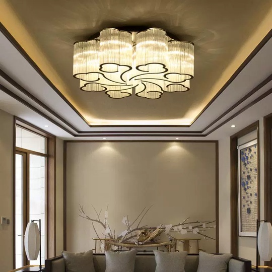 Люстра подвесная, хром, ПММА, KASIA 80*24, металл, E14.