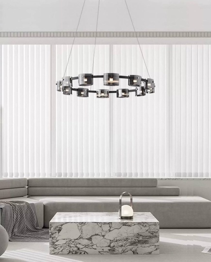 Люстра подвесная, черный, стекло, MELLIFLUOUS 100*17, металл, G9.