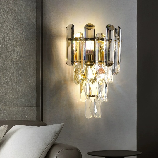 Настенный светильник, Бра TERRY 25*36, дымчатый, стекло, металл, Е14.