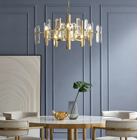 Люстра подвесная, золотой, хрусталь, EILEEN 80*45, металл, E14.