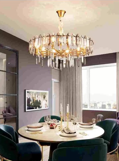 Люстра подвесная ALAGEYIK 52*32 дымчатый, кристалл, металл, Е14.