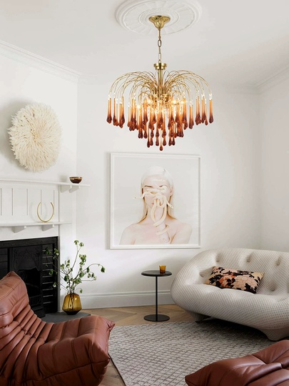 Люстра подвесная, бронза, стекло, NORTON 30*45 металл, E14.