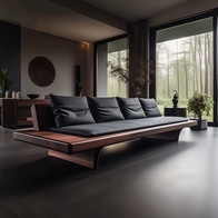 Прямой диван Leo чёрный орех, ткань, 240*85*80 см