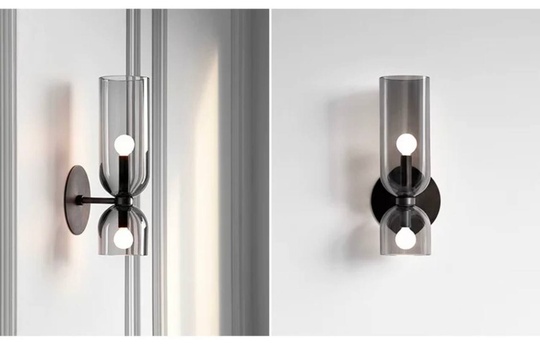 Настенный светильник, Бра MARSHALL 14*35, дымчато-серый, металл, стекло, Е14.