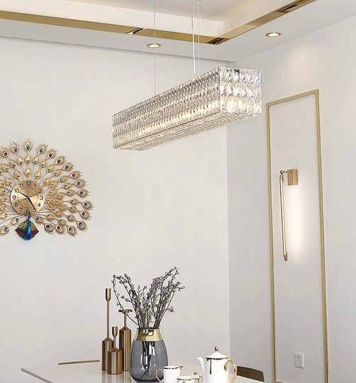 Люстра золотая Elypse, металл, кристалл, 100*17 см, подвесная, E14