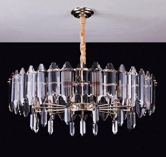 Люстра подвесная, золото, хрусталь, KISS 60*30 металл, E14.