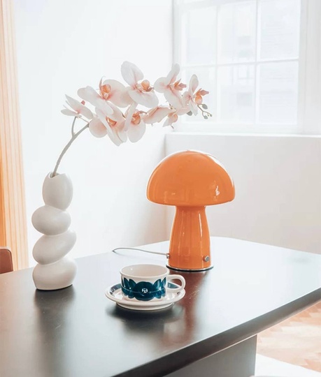 Настольная лампа, BERSA 22*28, оранжевый, стекло