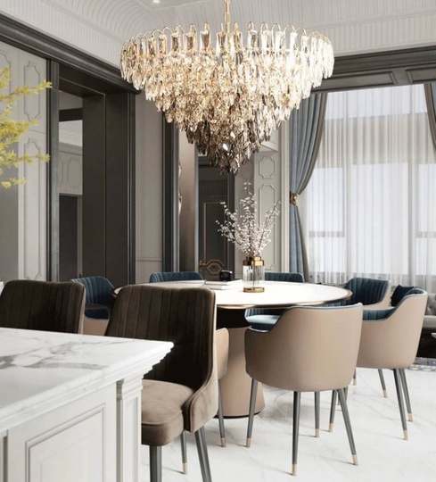 Люстра подвесная ERIM 50*31 золото, кристалл, металл, Е14.