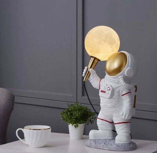 Настольная лампа, ASTRONAUT  20*41, смола, стекло, белый