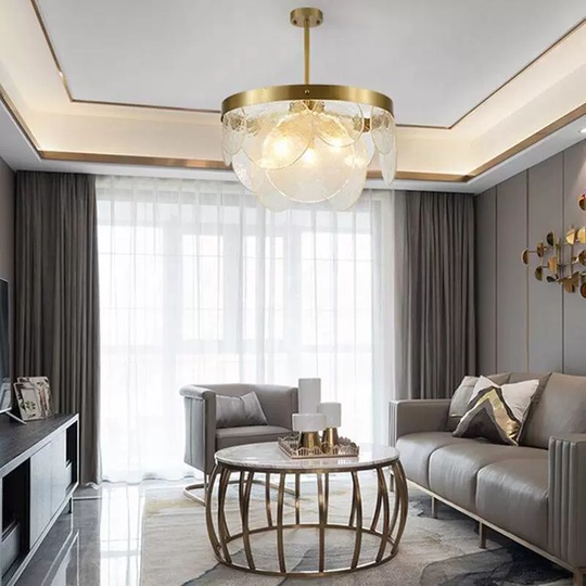 Люстра подвесная, бронза, стекло, RYAN 60*30 металл, E14.