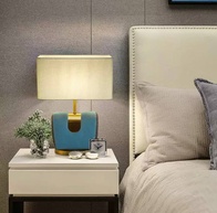 Настольная лампа BAG 36*58, бирюза, металл, ткань