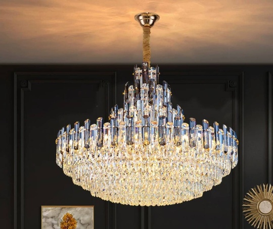 Люстра подвесная ERIS 50*50 золото, кристалл, металл, Е14.