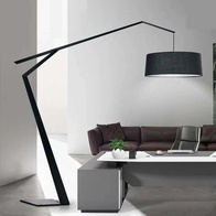 Торшер, черный, Lumens 200*200, светодиодный, E27, металл, ткань