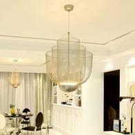 Люстра подвесная, золото, металл-сетка, HALSEY 60*74, металл, LED.