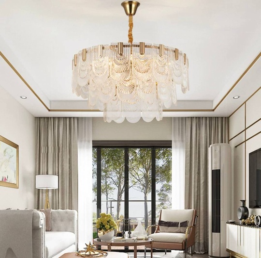 Люстра подвесная, медь, стекло, DOGU 100*50, металл, Е14.