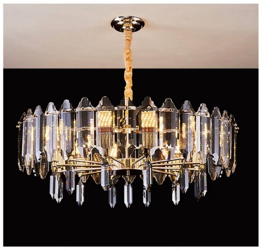 Люстра подвесная ALAGEYIK 52*32 дымчатый, кристалл, металл, Е14.