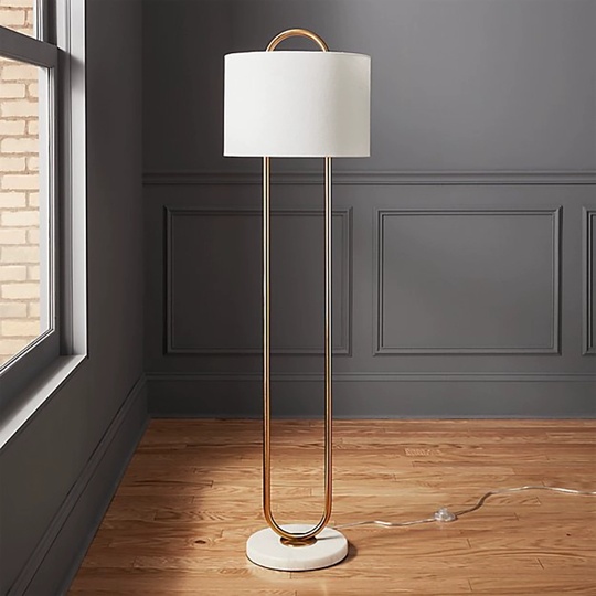 Торшер белый золото Aerivix, 45*165 см, LED, Е27, мрамор, 14 Вт