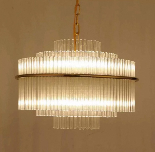 Люстра подвесная бронза Ovitra, металл, стекло, трос 50 см, 50*46 см, G4