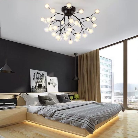 Люстра черная Elivor, металл, стекло, 80*45 см, G4