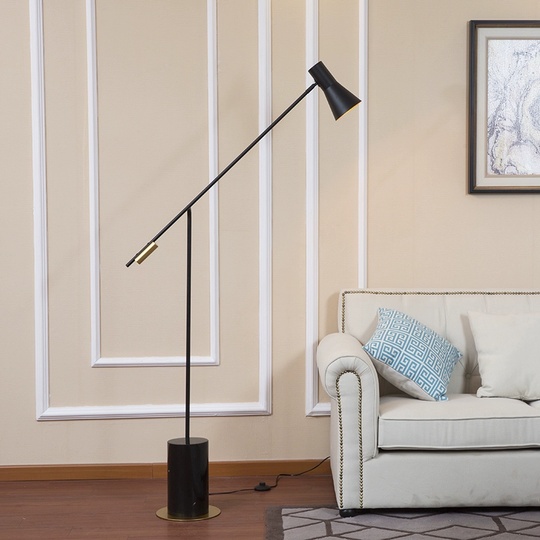 Торшер черный, золото, 80*140 см, LED, Е27, мрамор, 10 Вт